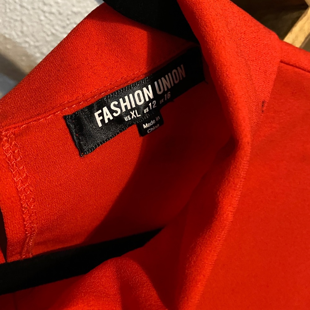 Fashion Union Red Funnel Neck Blouse - Picture 5 of 8